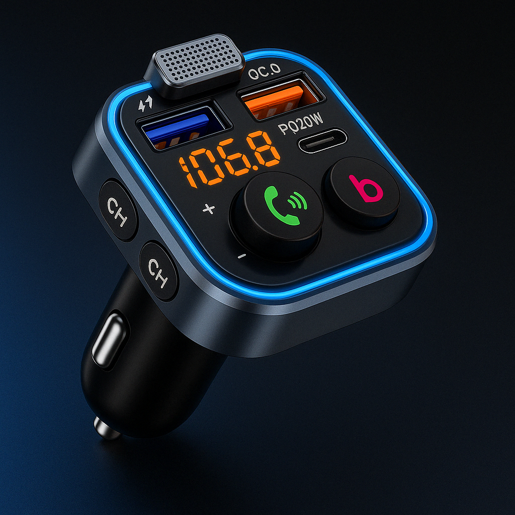 Transmițător FM cu Bluetooth și încărcare rapidă